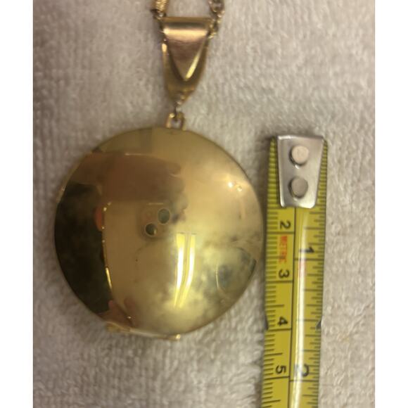 Vintage 1980s Park Lane Made French Guilloche Locket Necklace - Picture 2 of 4